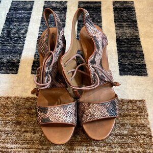 Anthropologie Snakeskin Wooden Heel Wedge - 10